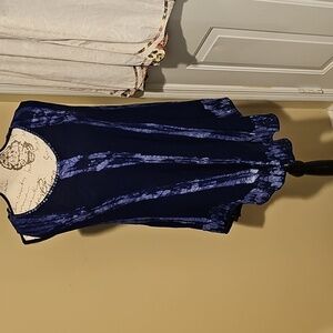 Blue and White Tie-Dye Sleeveless Top